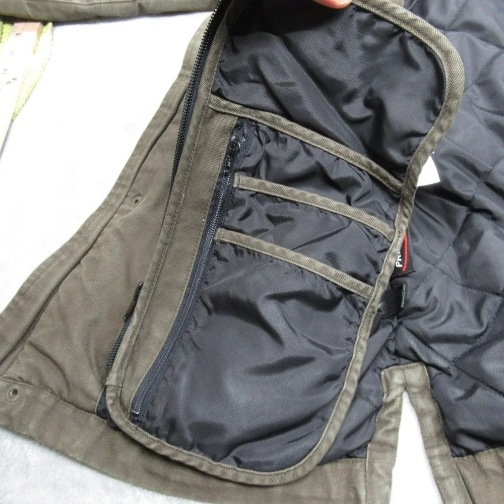 Eddie Bauer Field Jacket Mens Small Green Canvas Quilted Removable Utility Panel - Picture 13 of 16